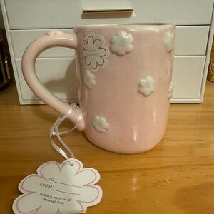 Pink Hand-Painted Floral Mug